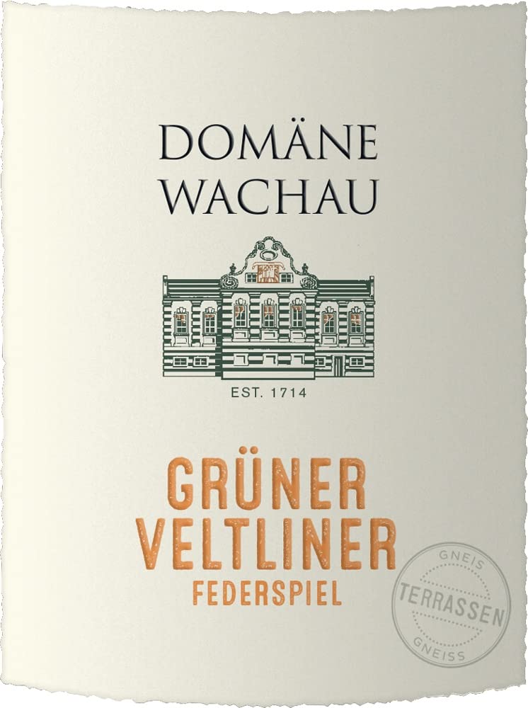 VINELLO 6er Weinpaket Weißwein - Grüner Veltliner Federspiel Terrassen 2021 - Domäne Wachau mit einem VINELLO.weinausgießer | 6 x 0,75 Liter