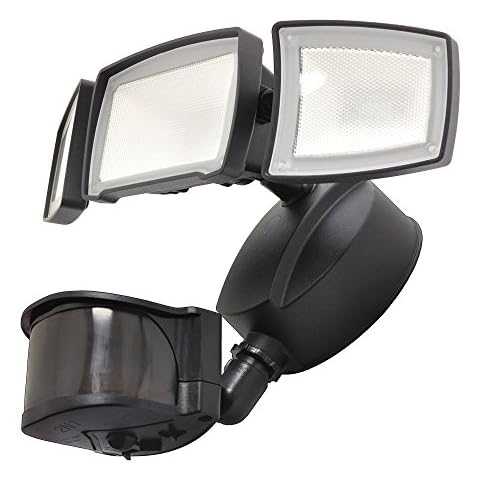 Good Earth Lighting Three-Head 2N1 LED Motion Security & Area Light - Bright White Light - 50,000 Hours Lamp Life - Direct Wire Installation - White Cover