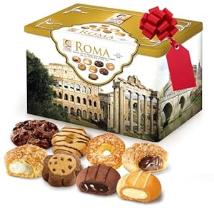 Matilde Vicenzi Roma Cookie Tin – Italian Pastries & Bakery Cookies in Individually Wrapped Trays – Bakery Dessert Gifts – Puff Pastry, Assorted Cookies in Italian Design Gift Tin 32oz (907g)