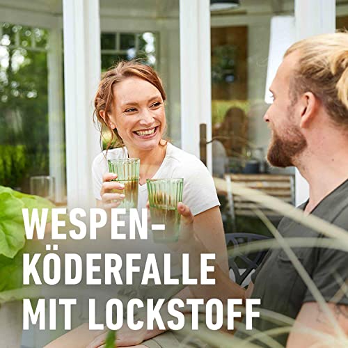 COMPO Wespen-Falle, Natürlicher Inhaltsstoff, Insektizidfrei, Bis zu 3 Wochen Langzeitwirkung, Wiederbefüllbar, Wespenspray