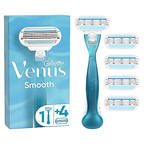 Gillette Venus Smooth Rasierer Damen, Damenrasierer + 5 Rasierklingen mit...