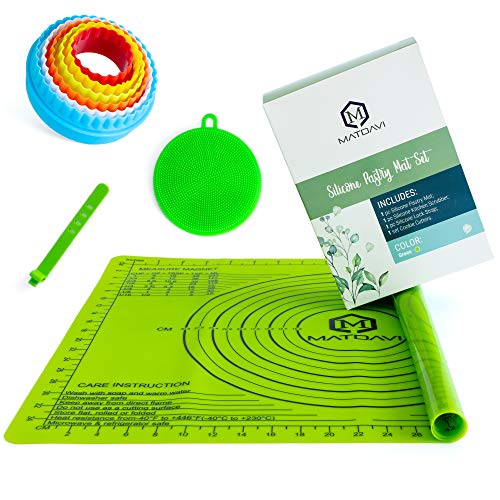 Silicone Baking Mat with Measurements Set – Non-Stick Silicone Dough Liner Pad Kneading