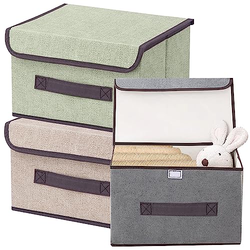 El Mejor Listado de Cajas organizadoras más recomendados. 50 KIROTLA - Juego de 3 Caja de Almacenamiento con Tapa y Asa,cajas organizadoras para clósets,Organizador de ropa plegable para Ropa Juguetes Libros
