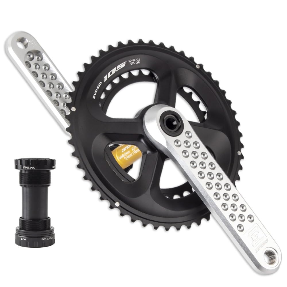ZXGSXIOU Bike Aluminium Crankset GXP Double Chainring 50 34T 52 36T 53 39T 165mm 170mm 175mm Hollow Integrated Cranksets With Bottom Bracket For Road Bicycle