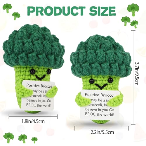 Image of Hoedia Handmade Emotional Pickle Gift, Cucumber Crochet Doll Inspirational Gifts with Cards, Cute Knitted Funny Support Pickle Potato Friend Birthday (Broccoli)