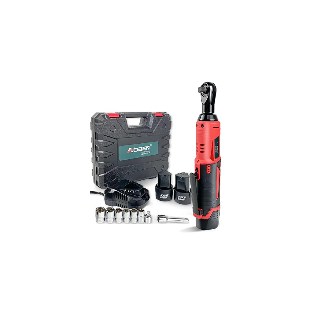 Cordless-Electric-Ratchet-Wrench-Set-AOBEN-38-12V-Power-Ratchet-Tool-Kit-With-2-Packs-2000mAh-Lithium-Ion-Battery-And-Charger