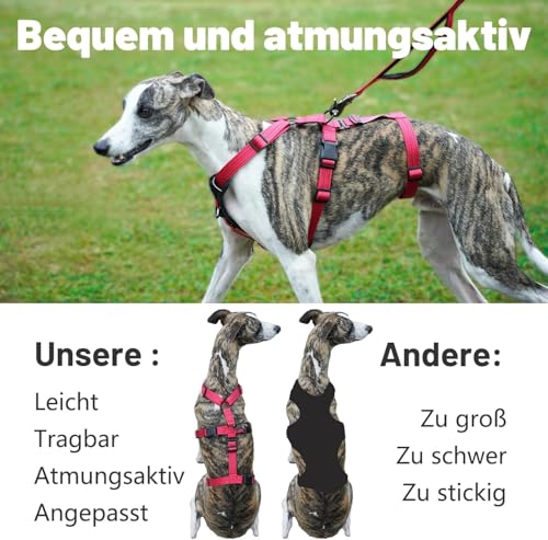 Paworld Sicherheitsgeschirr Hund, Anti Zug Hundegeschirr, Panikgeschirr für Hunde, Ausbruchsicheres Geschirr Hund, Verstellbare, Atmungsaktiv Weste für kleine, mittelgroße und große Hunde (Rosarot,M)