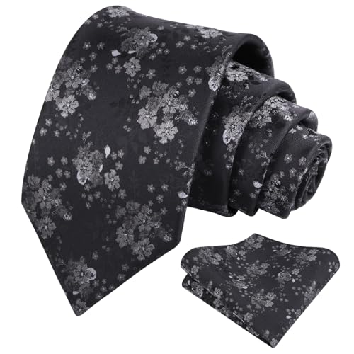 Image of Alizeal Mens 3.15inches Delicate Floral Tie with Small Flower Printed Handkerchief Set