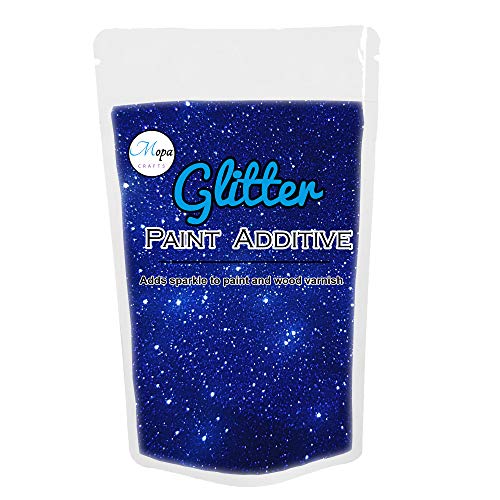 Mopa Crafts Royal Blue Glitter Paint Crystal Aditivo 100 g para pintura de emulsión – para uso con paredes interiores/exteriores, techos, madera, metal, mate, brillo suave o pinturas de seda