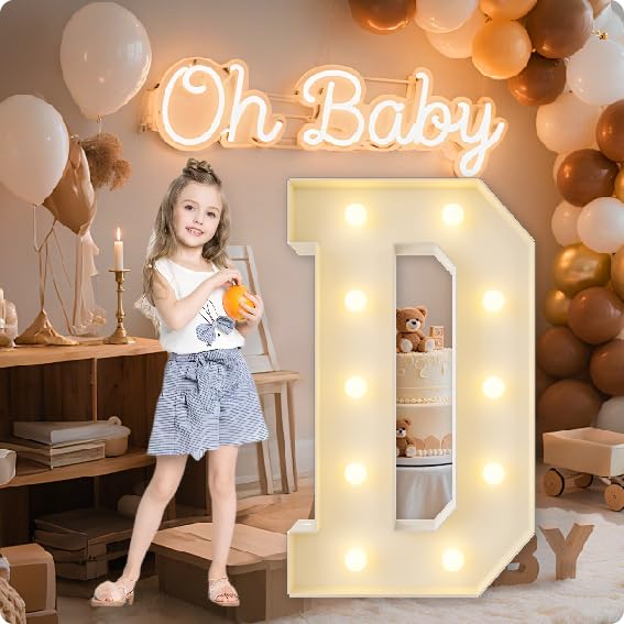HXWEIYE Large Marquee Letter D, 3FT Battery Operated, Easy to Assemble