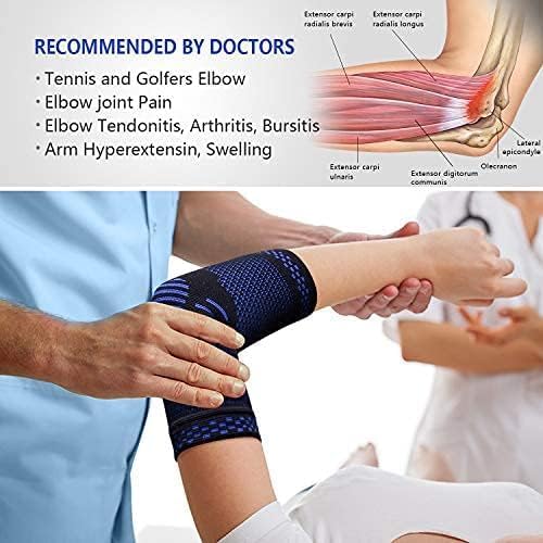 Miniatura 7 de ABYON Soporte de codo de compresión, 1 funda de compresión + 2 coderas de tenis para hombres y mujeres, alivia el dolor, tendinitis, artritis, codo