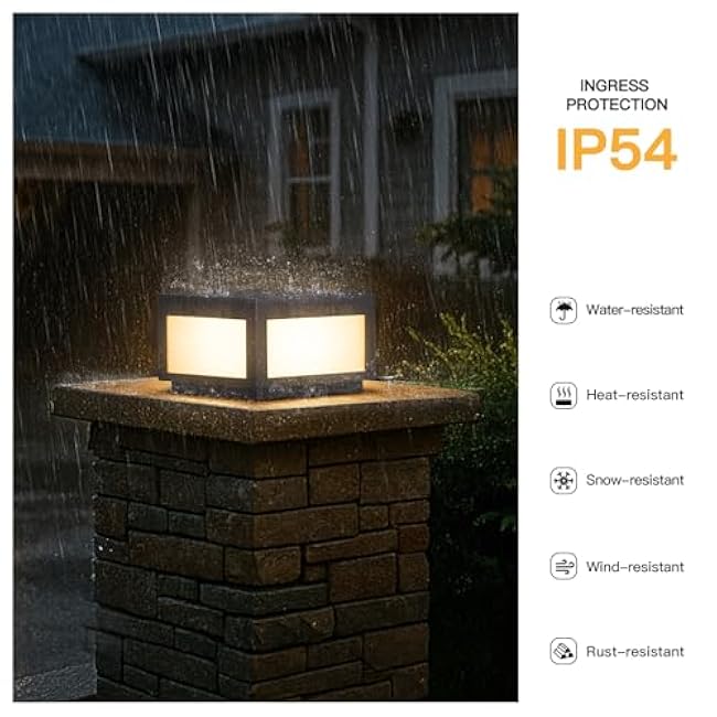 Outdoor Post Lights Hard Wired, 9.8 Pillar Lights Waterproof, AC100-240V LED Column Lamp Modern Fence Deck Cap Lantern 3000K Lighting Not Solar for Patio Garden Driveways Entrances Posts
