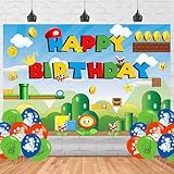 Super Brother Birthday Party Supplies Backdrop 5x3 Super Bros Happy Birthday Background Photography Cartoon Party Decorations Banner Photo Booth Props