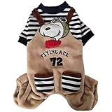 犬服 Tシャツ ペット服 ドッグウェア 可愛い スヌーピー 洋服 ペットウェア 春秋冬服 四足 フード付き 犬の服 綿製 柔らかい 防寒 人気 ファッション 小中型犬服 猫服 ペット用品 脱毛保護 ハロウィン クリスマス (M，ブラウン)