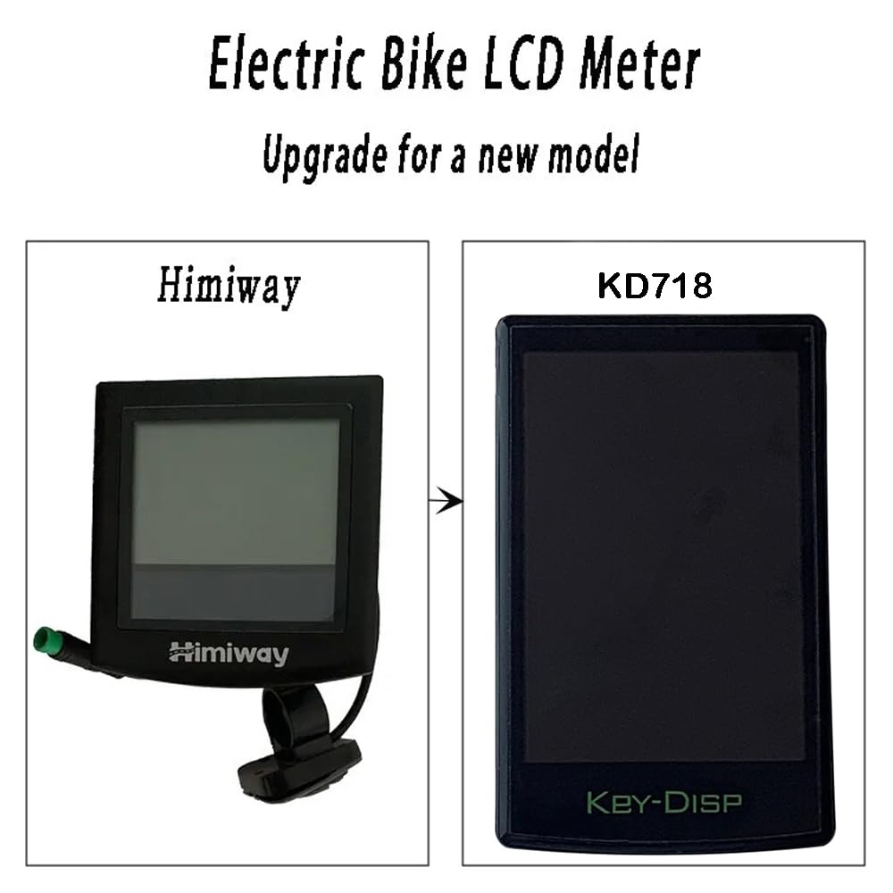 Compteur de Vitesse pour Vélo Électrique Key-Disp KD718 Écran LCD pour Vélo Électrique 36V/48V Affichage LCD Panneau de Contrôle avec 5-Pin Prise Étanche