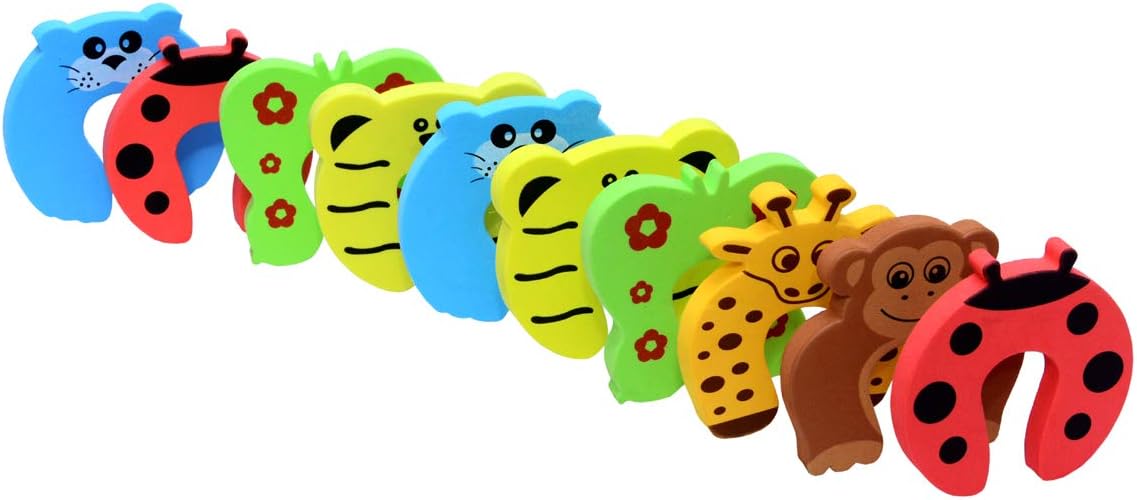 Finger Pinch Door Guard for Baby Safety (Animal Shape-Pack of 10)-Door Stopper for Protection from Door Slamming & Accidental Door Lock
