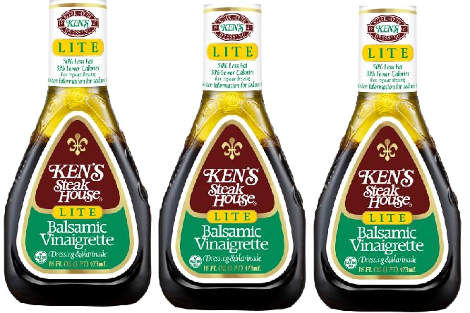 Lite Balsamic Vinaigrette Salad Dressing and Marinade (Pack Of 3 Bottles), 16 oz