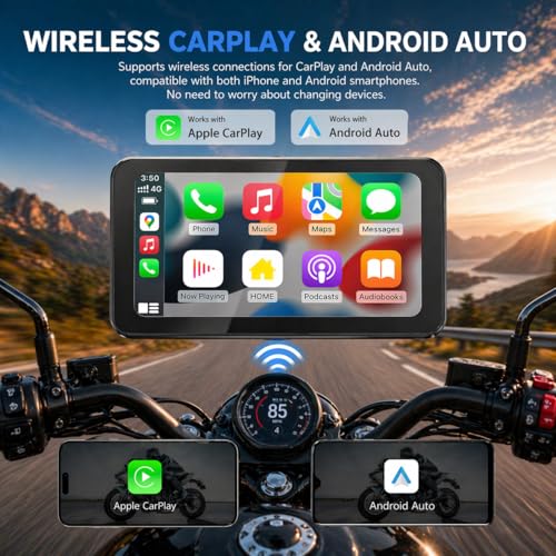 Image of Spedal Motorcycle CarPlay Screen 6.25 inch, Wireless Apple CarPlay & Android Auto Display, 900-Nit Sunlight-Readable Touchscreen, IP67 Waterproof GPS Navigation Screen with Bluetooth, Voice Control