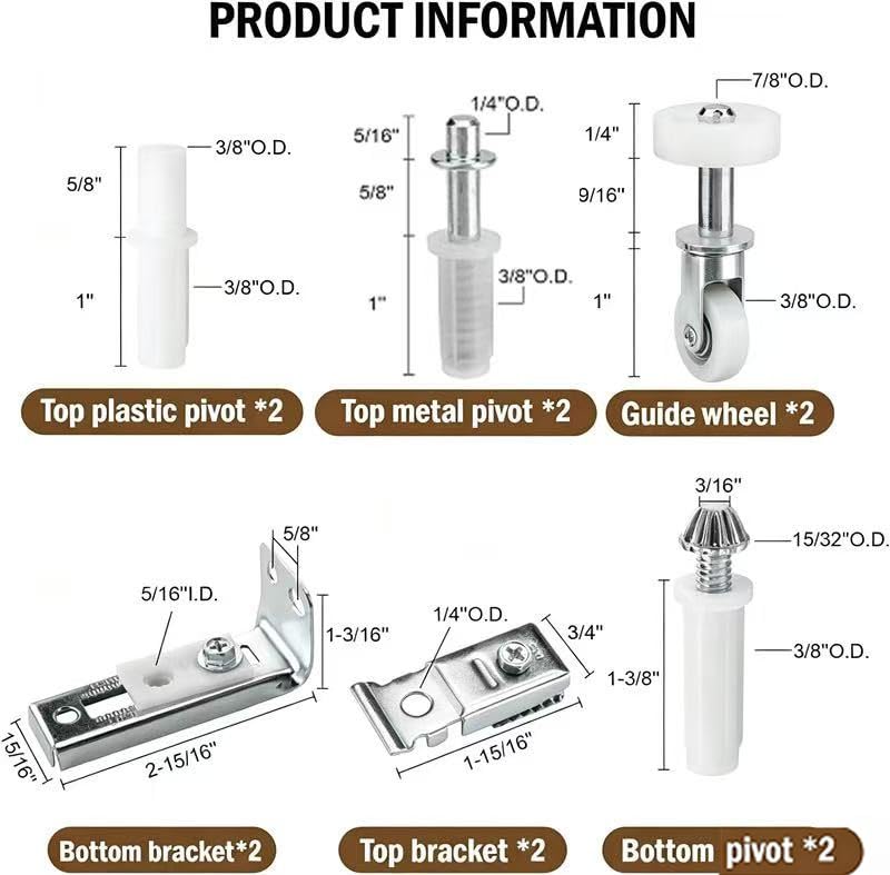 Kit de reparación para puerta plegable 2 piezas para clóset corredizo miniatura 2