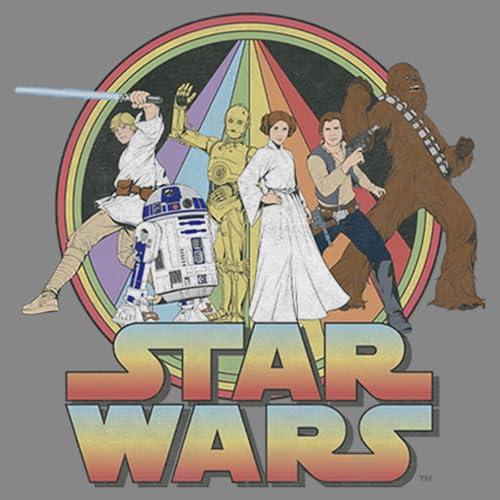 STAR WARS Boy's A New Hope Distressed Rainbow Cast Performance Tee2