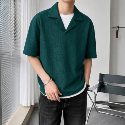 Image of Waffle (Cotton) Men t-Shirts Classic Short Sleeve Lightweight Summer Wear Casual Oversized t Shirt for Men