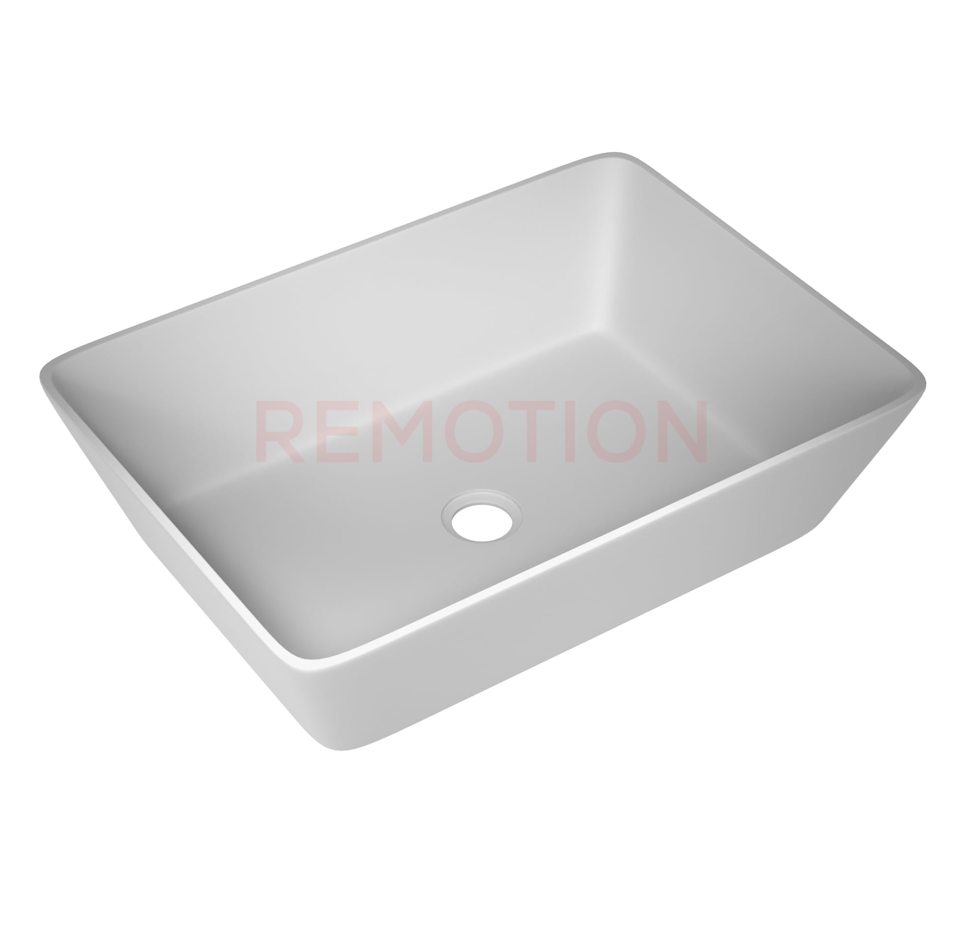 REMOTION Quartz Wash Basin Countertop | Tabletop Quartz Sink | Wash Basin Over Counter | Vessel Sink | Wash Basin for Bathroom (18 x 13 x 5.5 Inch) (White) 3