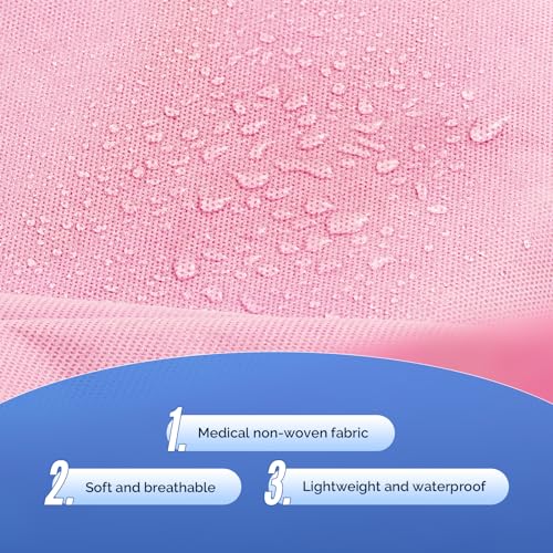 JMU 10 Pack Disposable Isolation Gowns Pink, Polypropylene Medical Gowns Long with Knitted Cuffs, Length 47.24\" - Thumbnail 4
