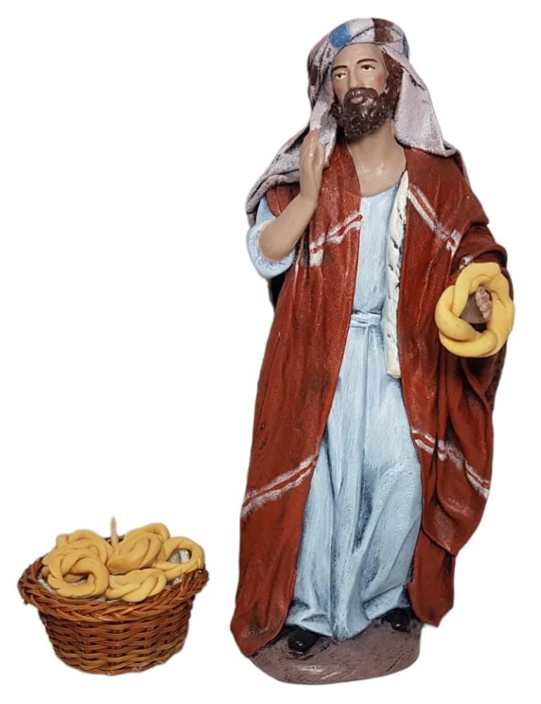 Arte Pesebre - Pastor de pie vendiendo roscas de Pan, para Figuras de 21 cm