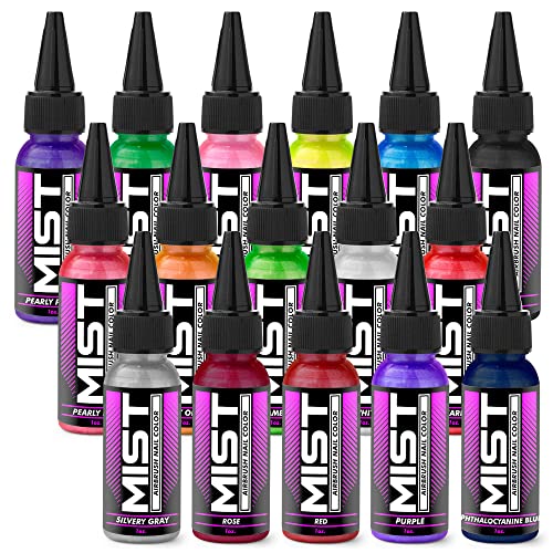 Mist 16 Color Set Premium Nail Art Polish Airbrush Paint Kit - Set 7-1 ounce Mist 16 Color Set Premium Nail Art Polish Airbrush Paint Kit - Set 7-1 ounce