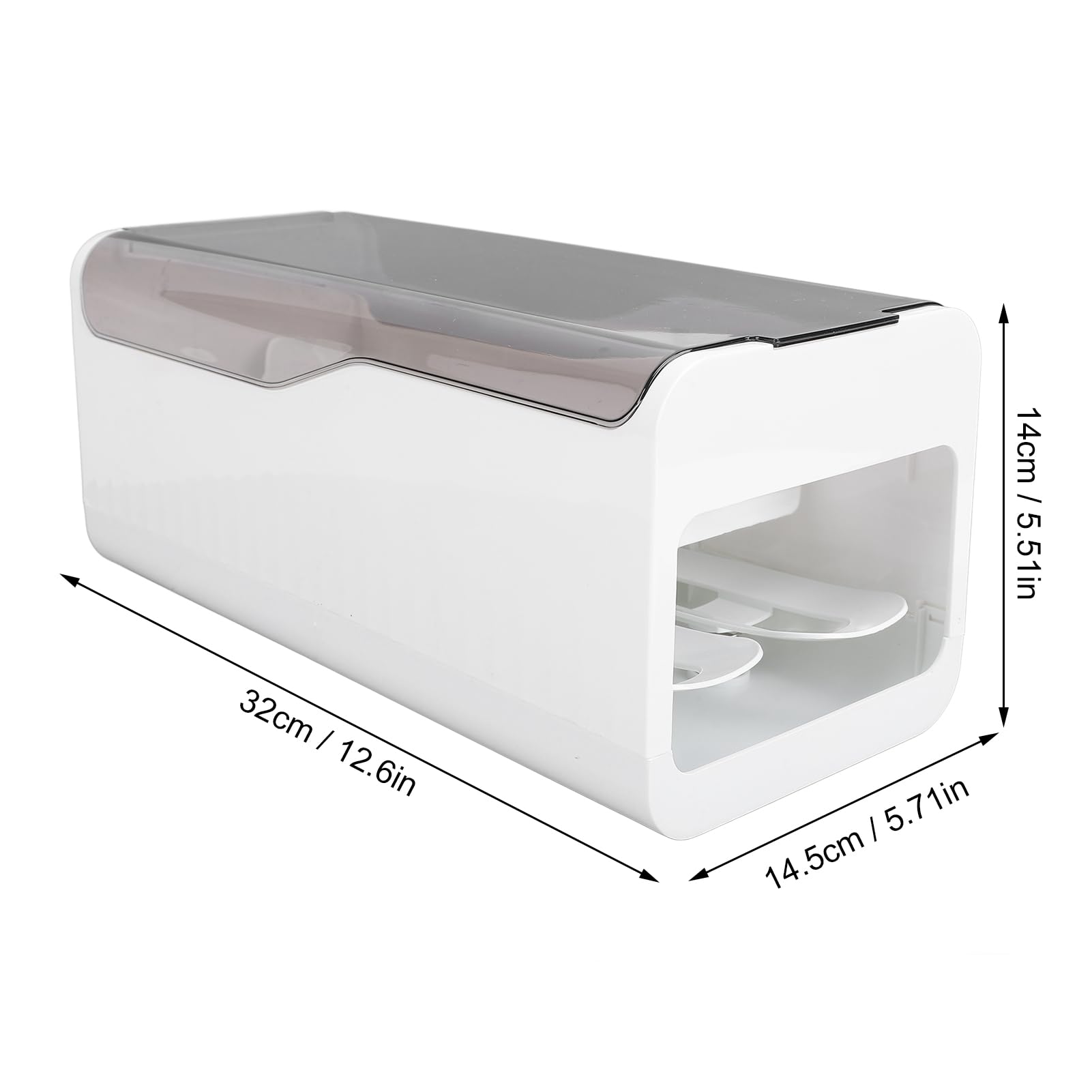 Portauova per frigorifero, contenitore organizer per dispenser di uova con arrotolamento automatico con coperchio, vassoio per frigorifero in PP per uso alimentare, organizer da