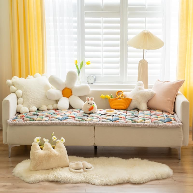 Miniatura 2 de Funda protectora de algodón hecha a mano para otoño, invierno, jardín, elegante, de algodón, lavable y colorida, protector de cojín grande (I, 19.7