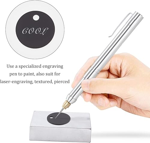 Miniatura 4 de BENECREAT 30 etiquetas redondas planas negras en blanco de 0.8 pulgadas de aluminio con agujero para grabado láser, etiquetas de identificación de