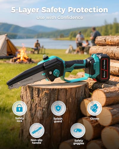 Image of 6 inch Mini Chainsaw Cordless for Wood Cutting, 1000W Brushless Motor,