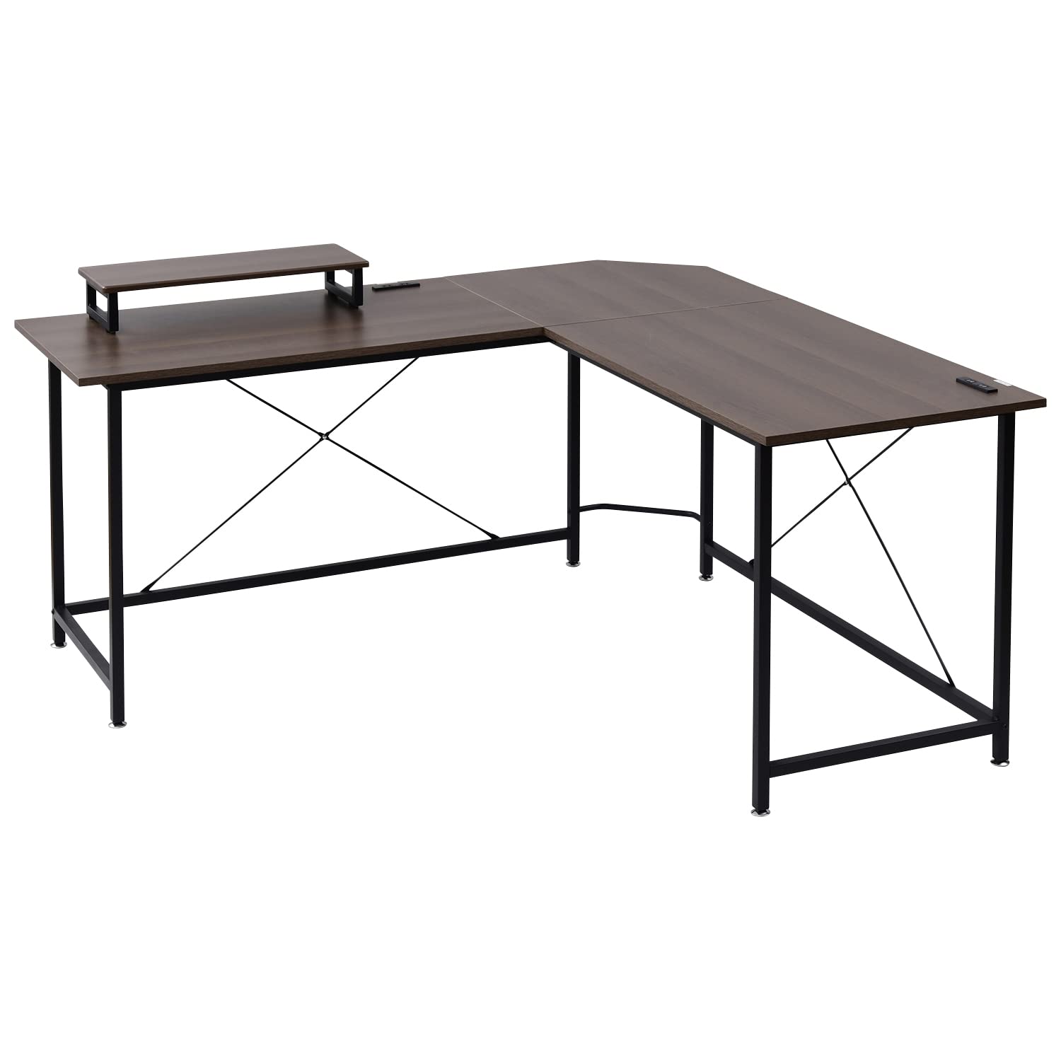 Amazon | [山善] デスク 幅160×奥行160×高さ76cm L字 モニター台付き  