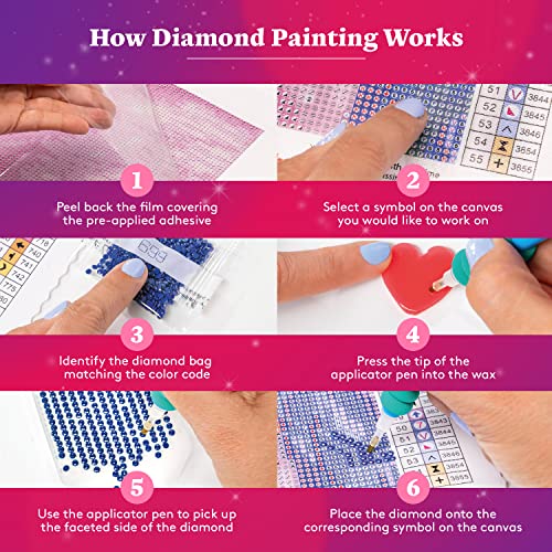 DIAMOND ART CLUB Aurora The Unicorn Diamond Painting Kit, Fantasy Diamond Canvas, Round 5D Diamond Art for Adults and Kids, 13" x 13" (33 x 33 cm)