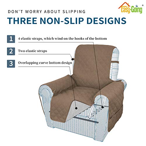 Image of Easy-Going Sofa Slipcover Waterproof Oversized Recliner Chair Cover Non-Slip Fabric Couch Cover for Living Room Washable Furniture Protector for Pets Kids Children Dog Cat (Large Recliner, Brown)