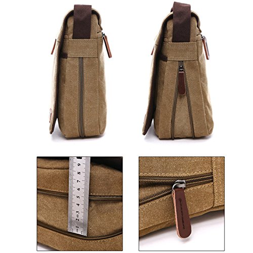 Outreo Herren Umhängetasche, Retro, Umhängetasche, Vintage, Aktentasche, aus Segeltuch, Einkaufstasche, für Schule, Laptop, Freizeit, Börse, Handtasche, grün, L, Retro, Vintage