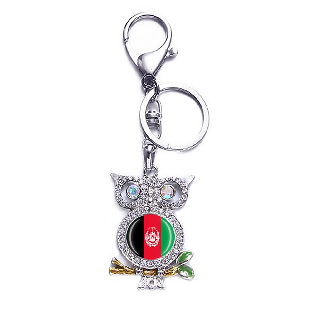 Wedarego Men's Afghanistan 3D Owl-Shaped Metal Keychain Keyring Souvenir Bag Decoration Wo Pendant Accessories Gift
