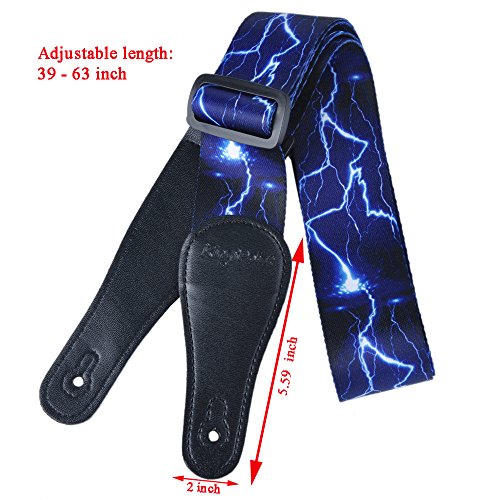 Sangle de guitare KingPoint en polyester Dacron avec extrémités en similicuir et boucles en ABS, motifs tendances Blue… - Les Beatles, Paul McCartney, John Lennon, RIngo Starr, George Harrison Sangle de guitare KingPoint en polyester Dacron avec extrémités en similicuir et boucles en ABS, motifs tendances Blue… – Image 5