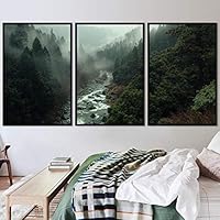 3 Piece Framed Canvas Wall Art Forest Rivers Canvas Prints Home Artwork Decoration for Living Room,Bedroom - 16