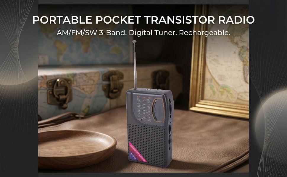 Radio portátil AM FM con antena larga y USB recargable miniatura 6