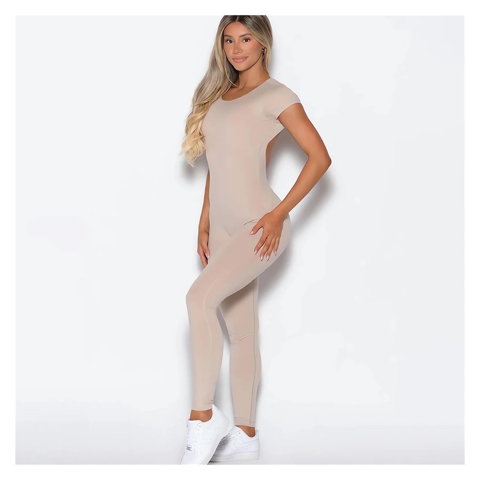 Mono Deportivo Mujer Body de camiseta con espalda descubierta for mujer, sin costuras, for gimnasio, manga corta, conjunto yoga una pieza, mono