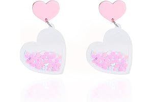 Valentines Day Gifts for Her: Red Rhinestone Heart Drop Earrings