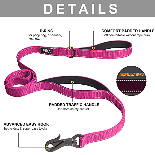 Fida 5 FT Heavy Duty Dog Leash with 2 Comfortable Padded Handles, Traffic Handle & Advanced Easy Snap Hook, Reflective… - Image 3