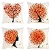 Set di 4 Fodera per Cuscino 45x45 cm a Forma di Cuore Albero Astratto Ragazza Decorazione Fodere per Cuscini Lino Morbido Stampa su Un Solo Lato Cuscino Autunnale Divano Decorazione Soggiorno