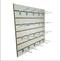 Painel Canaletado MDF com 10 Ganchos, 60x60cm, Expositor de Parede para Loja, Branco