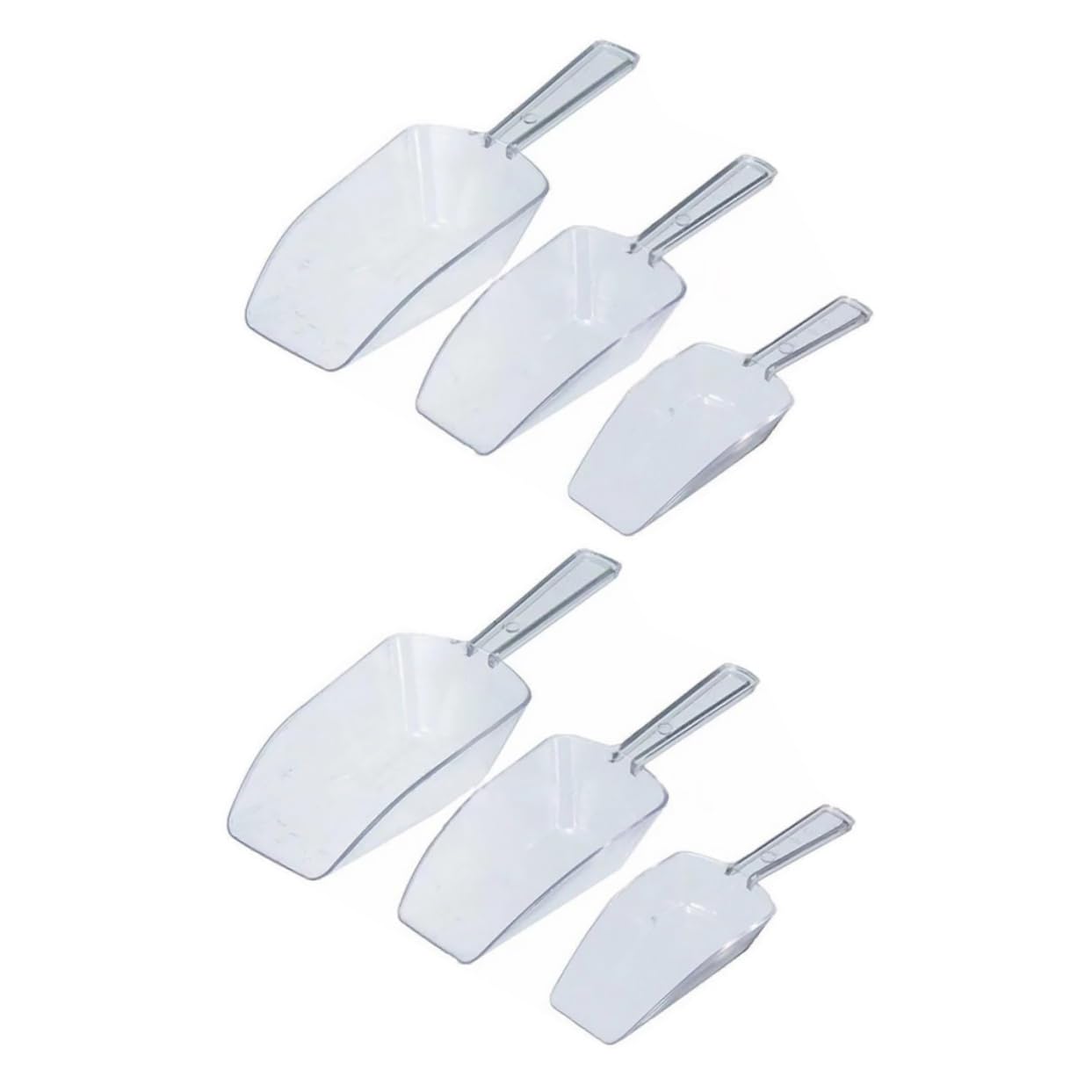 Unomor 2sets Transparent Plastic Scoops of Food Shovels for Flour Cereal Candy Comfortable Handle for Kitchen Home Use Lightweight and