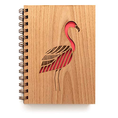 Flamingo Laser Cut Wood Journal (Blank Pages Notebook/Birthday Gift/Gratitude Journal/Handmade/Christmas Gift)
