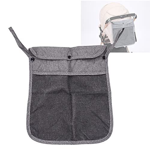 Dogxiong Portable Stroller Hanging Bag with Two Storage Pockets Stroller Bag Organizer for Nappy Baby Cloth/Bottle/Toy, Stroller Hanging Storage Net Bag, Grey