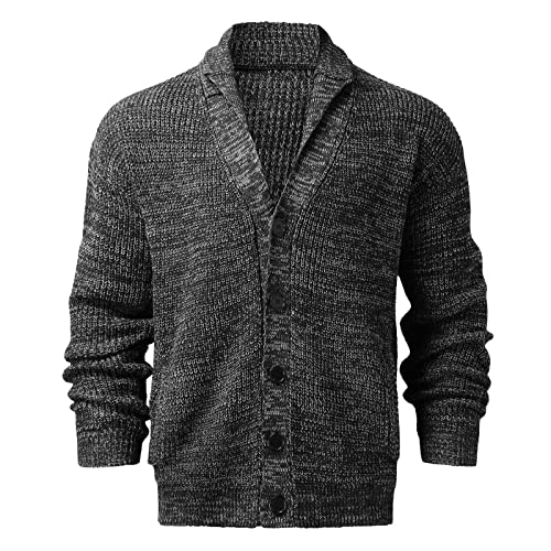Mens Shawl Collar Cardigan Sweater Cable Knitted Button Down Sweaters Chunky Fall Winter Ribbed Knit Outwear3